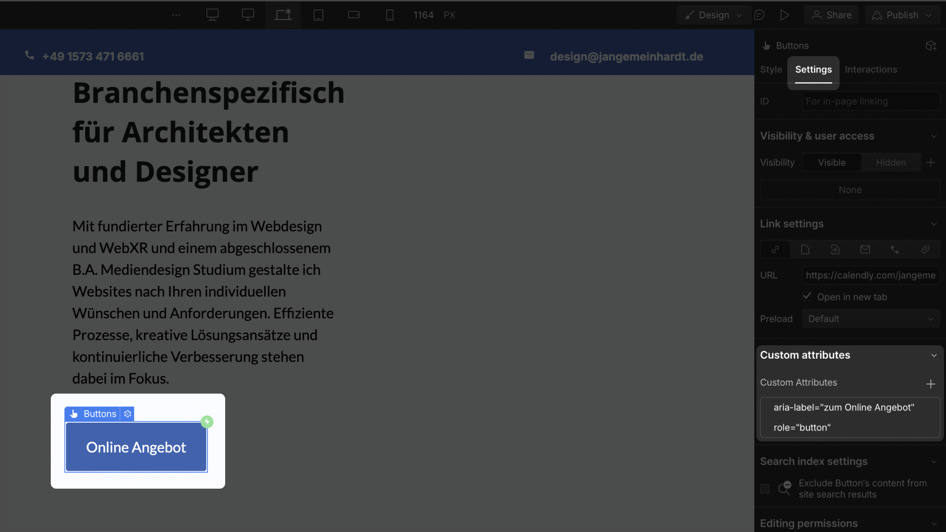 Aria-Labels nutzen in webflow Attribute vergeben