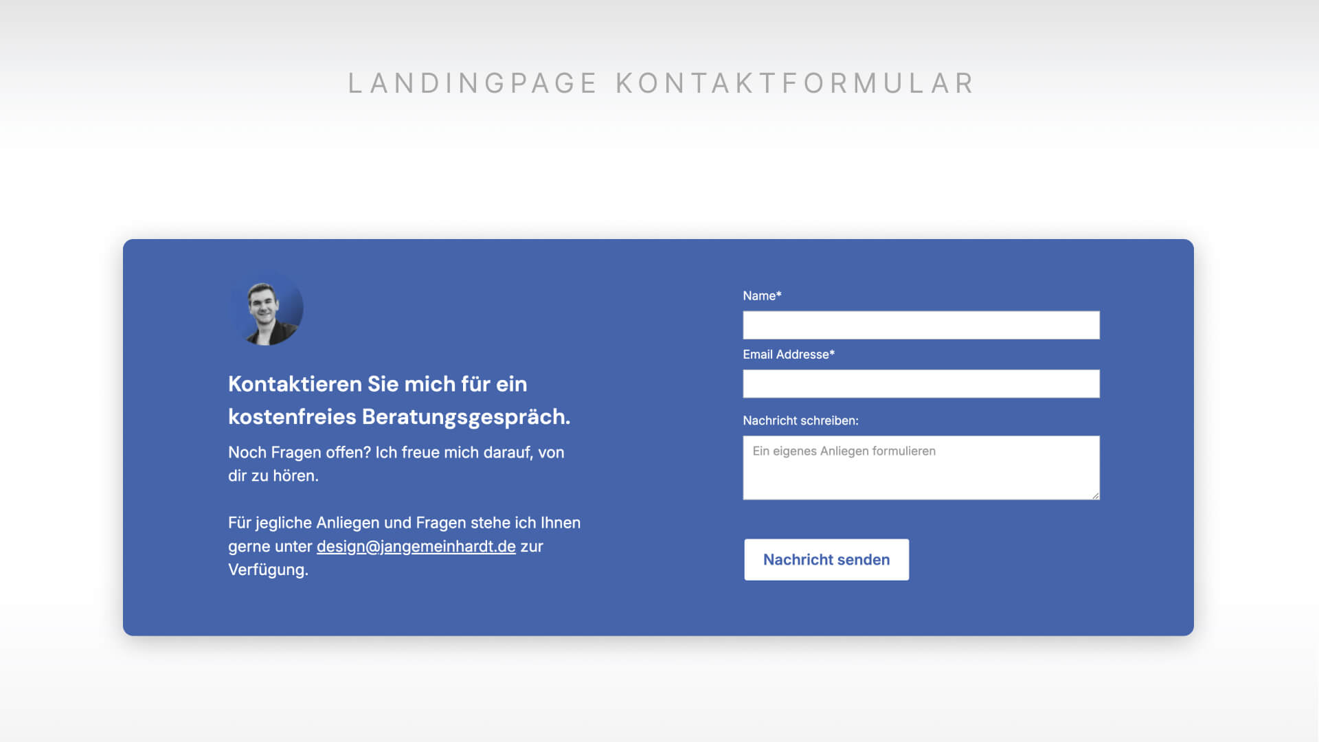 Beispiel eines Kontakformular für den Aufbau einer Landingpage
