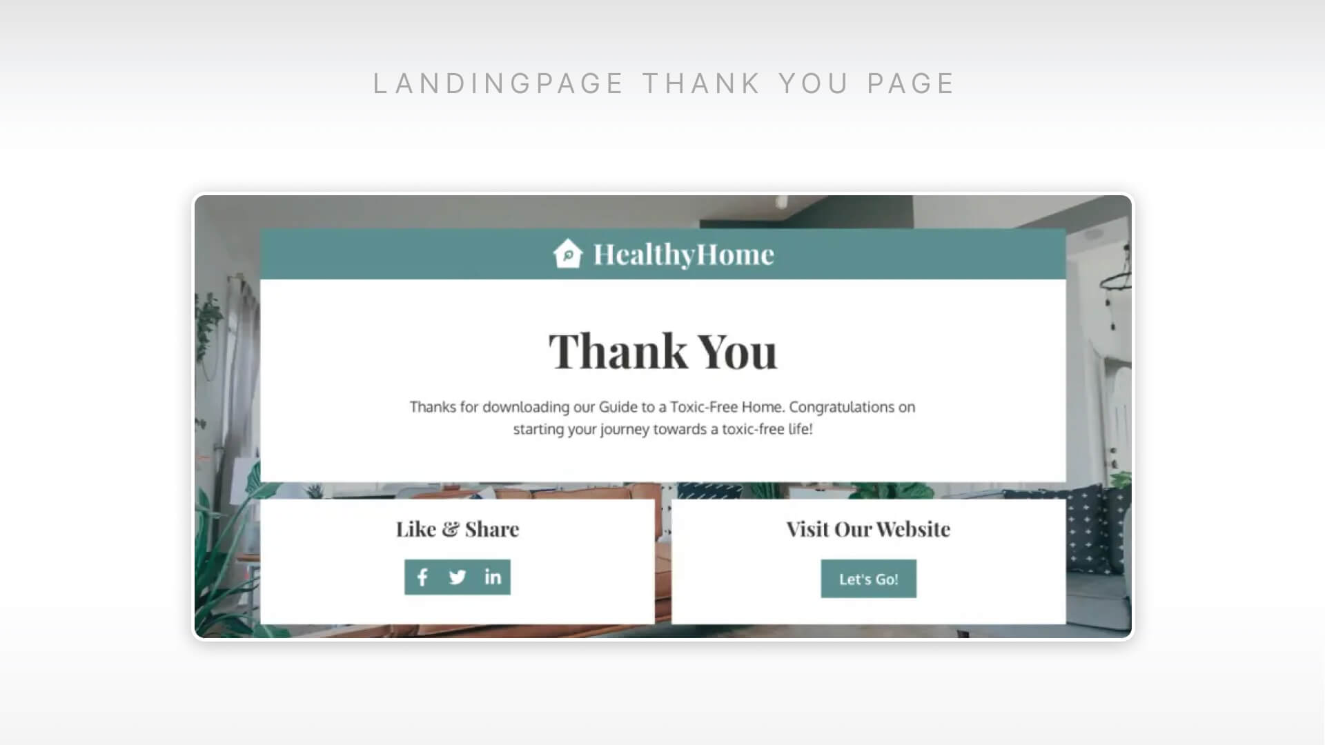 Beispiel einer Thank You Page nach dem Aufbau der Landingpage fuer Cross Selling