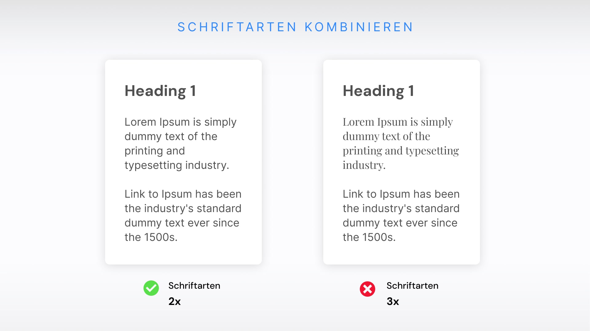 Website Typografie kombinieren Dos and Don't